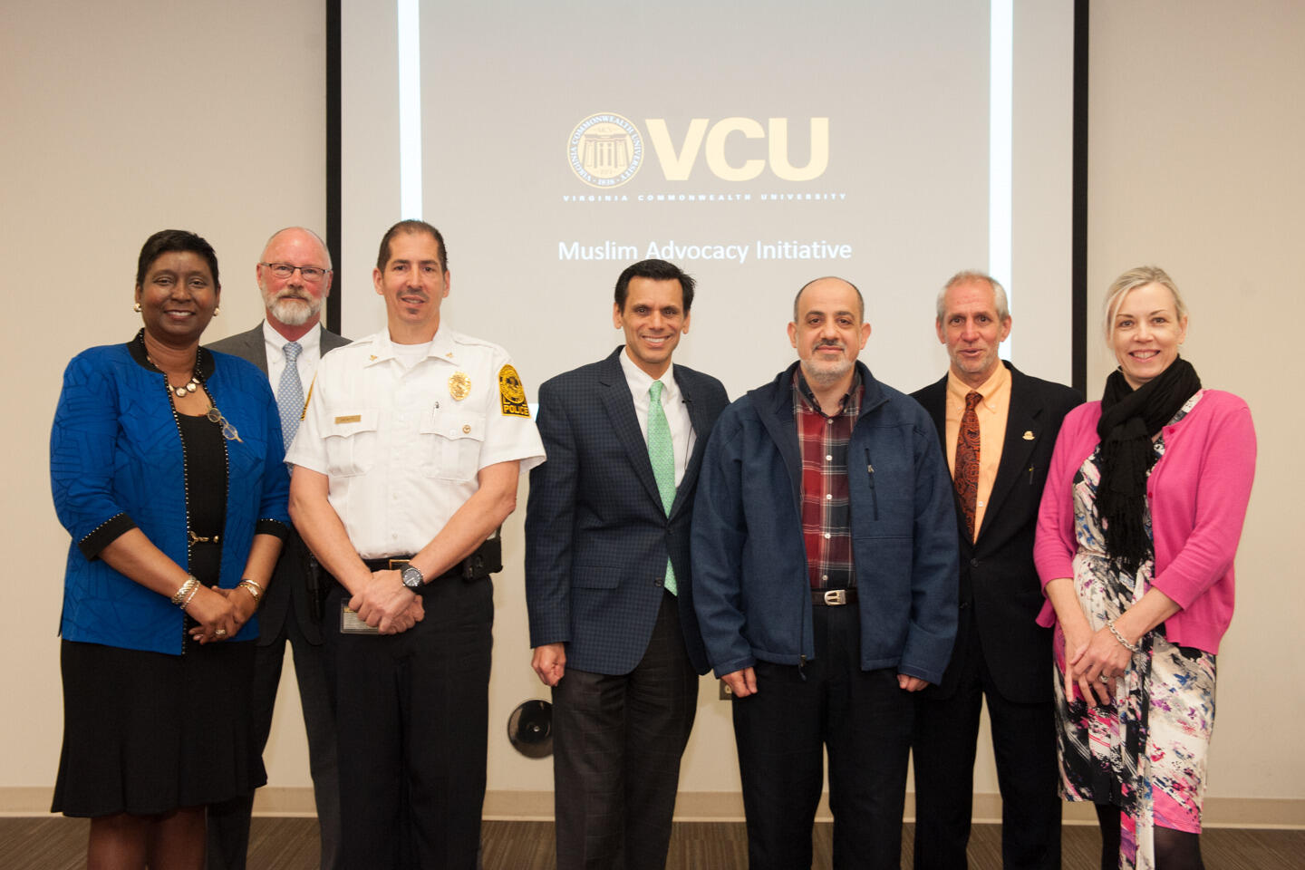 Members of the Muslim Advocacy Task Force include Wanda Mitchell, Ed.D., vice president for inclusive excellence; McKenna Brown, Ph.D., executive director, Global Education Office; John Venuti, assistant vice president for public safety and chief of police; Michael Rao, Ph.D., president of VCU; Imad Damaj, Ph.D., professor of pharmacology and toxicology; Charles Klink, Ph.D., interim vice provost for student affairs; and Amber Hill, Ph.D., director of international studies, Global Education Office, among others.