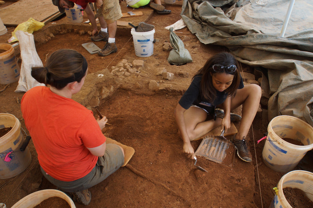 Michelle Taylor takes part in an archaeological dig to excavate artifacts from the field slave quarters at Montpelier, the home of James Madison.