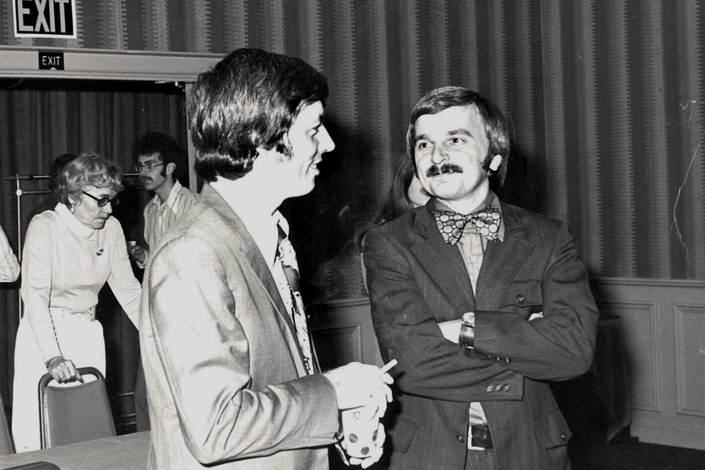 Victor Yanchick (right), Ph.D., at the University of Texas at Austin in the 1970s.