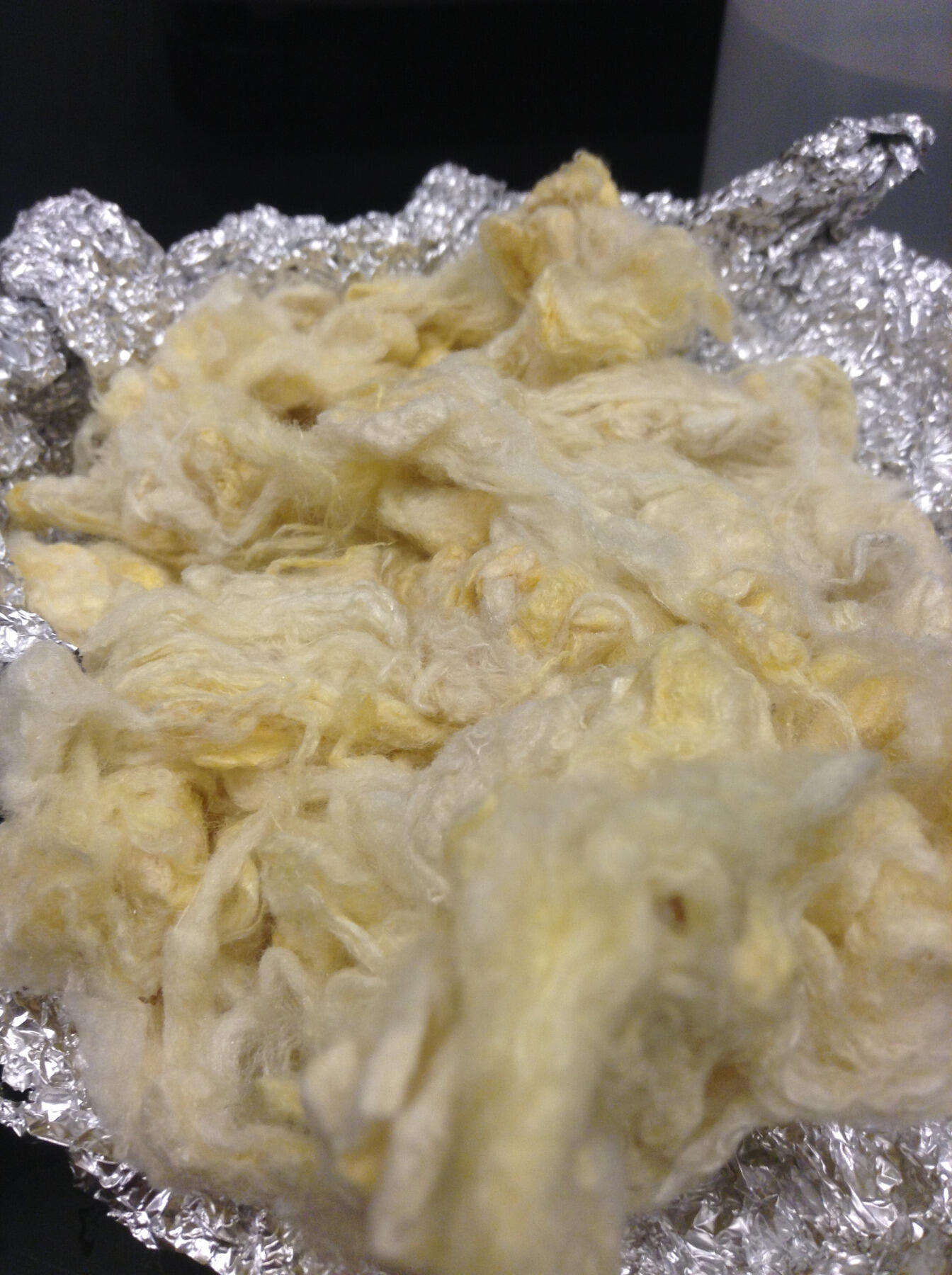 Boiled-down silk, which will be made into substrates on which stem cells can be grown.