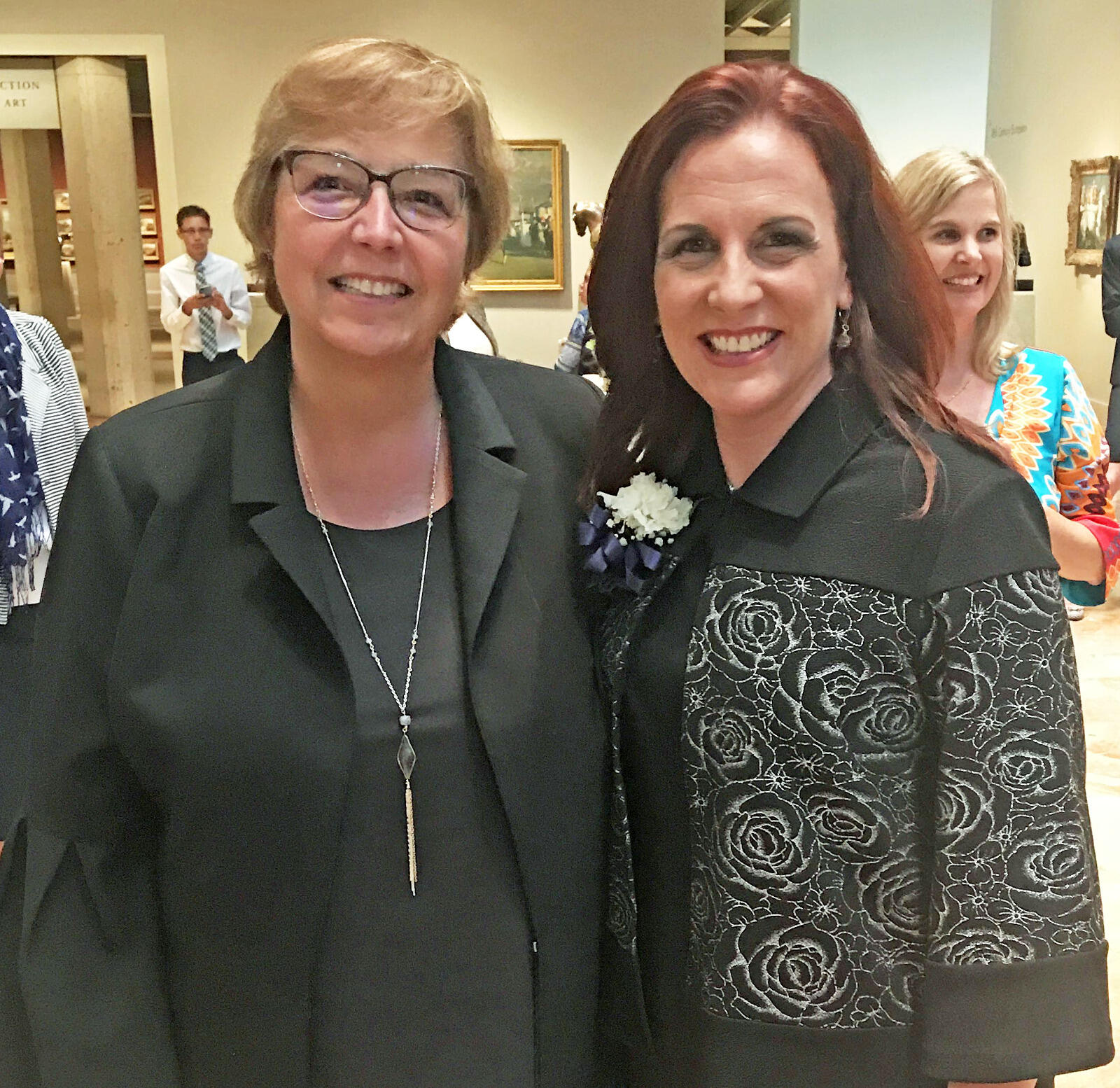 Greenlee (Lee) Naughton, Ph.D. (right), and Colleen Thoma, Ph.D., associate dean for academic affairs and graduate studies at the VCU School of Education, at the 2018 Virginia Teacher of the Year Ceremony at VMFA.