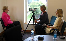 From left: Cessie Howell shares her experience with breast cancer with filmmakers Linda Pattillo and Ann Murray Paige for their documentary "The Richmond Diaries."

Photo by Gayland Hethcoat