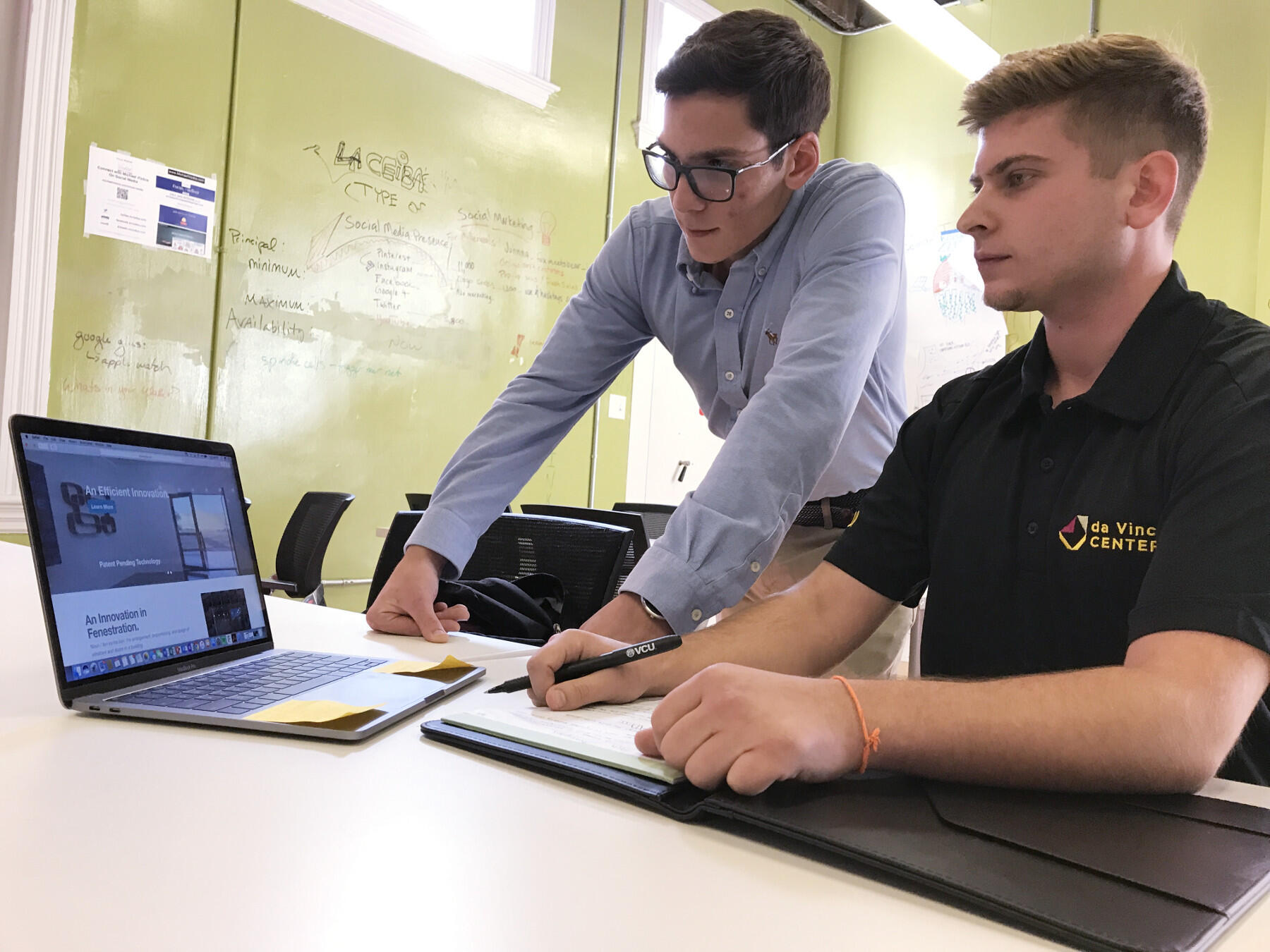 Neil Hailey, a junior mechanical engineering major, and Matthew Sozio, a first-year Master of Product Innovation student, are part of the team Efficient Innovations that is developing their French Slide invention and working to bring it to market.