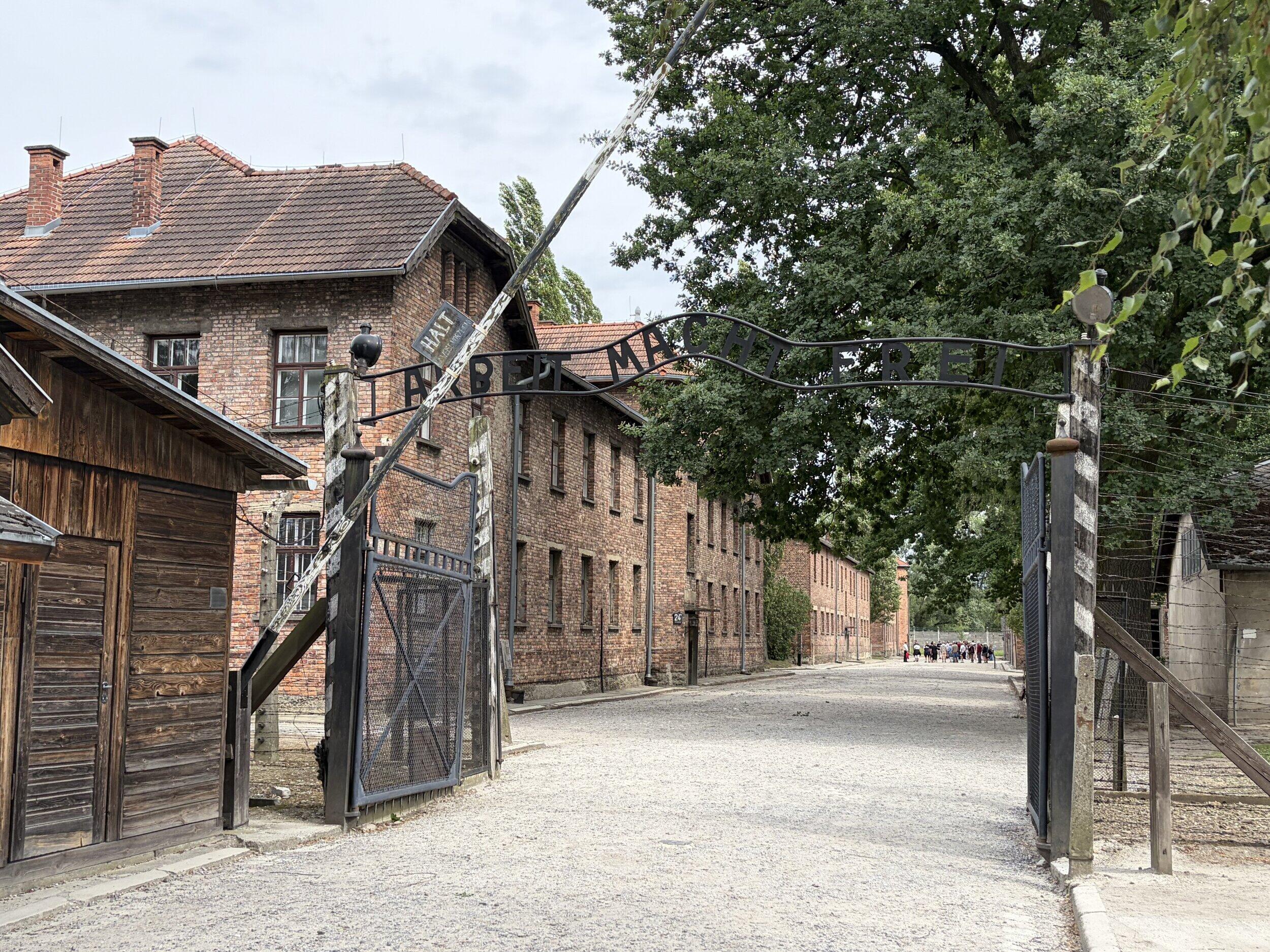 The front gate to Auschwitz.