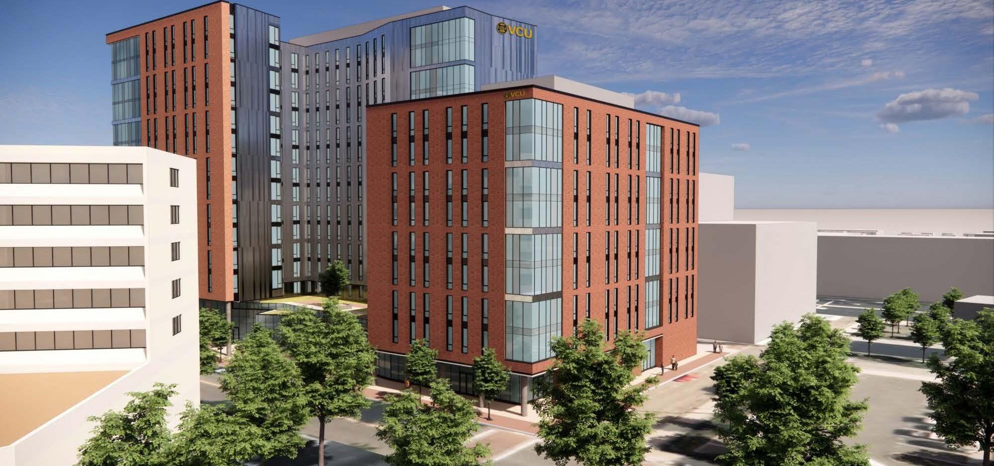 Rendering of multiple tall buildings.