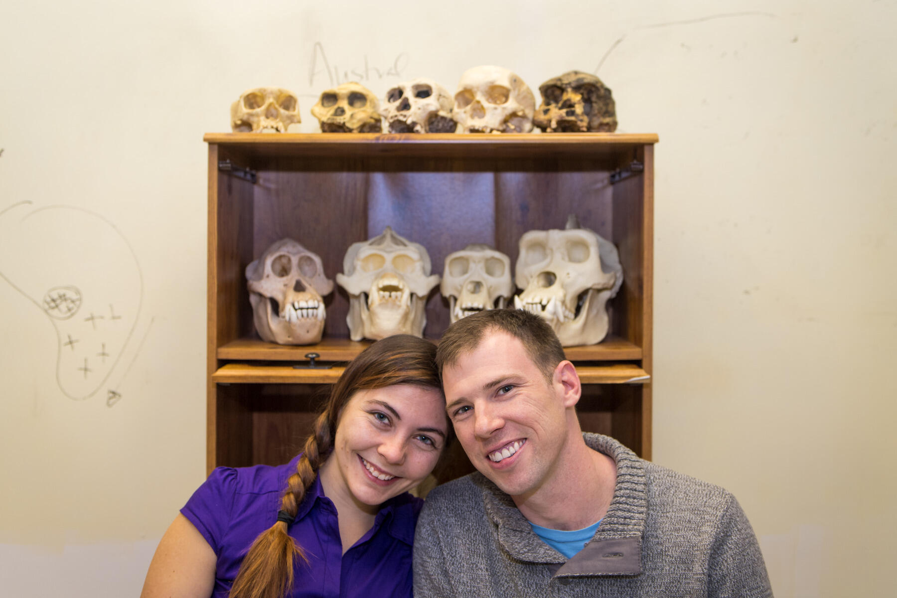 Kelsey O’Neill and Scott Banning in the Biological Anthropology Lab inside the Franklin Street Gym.