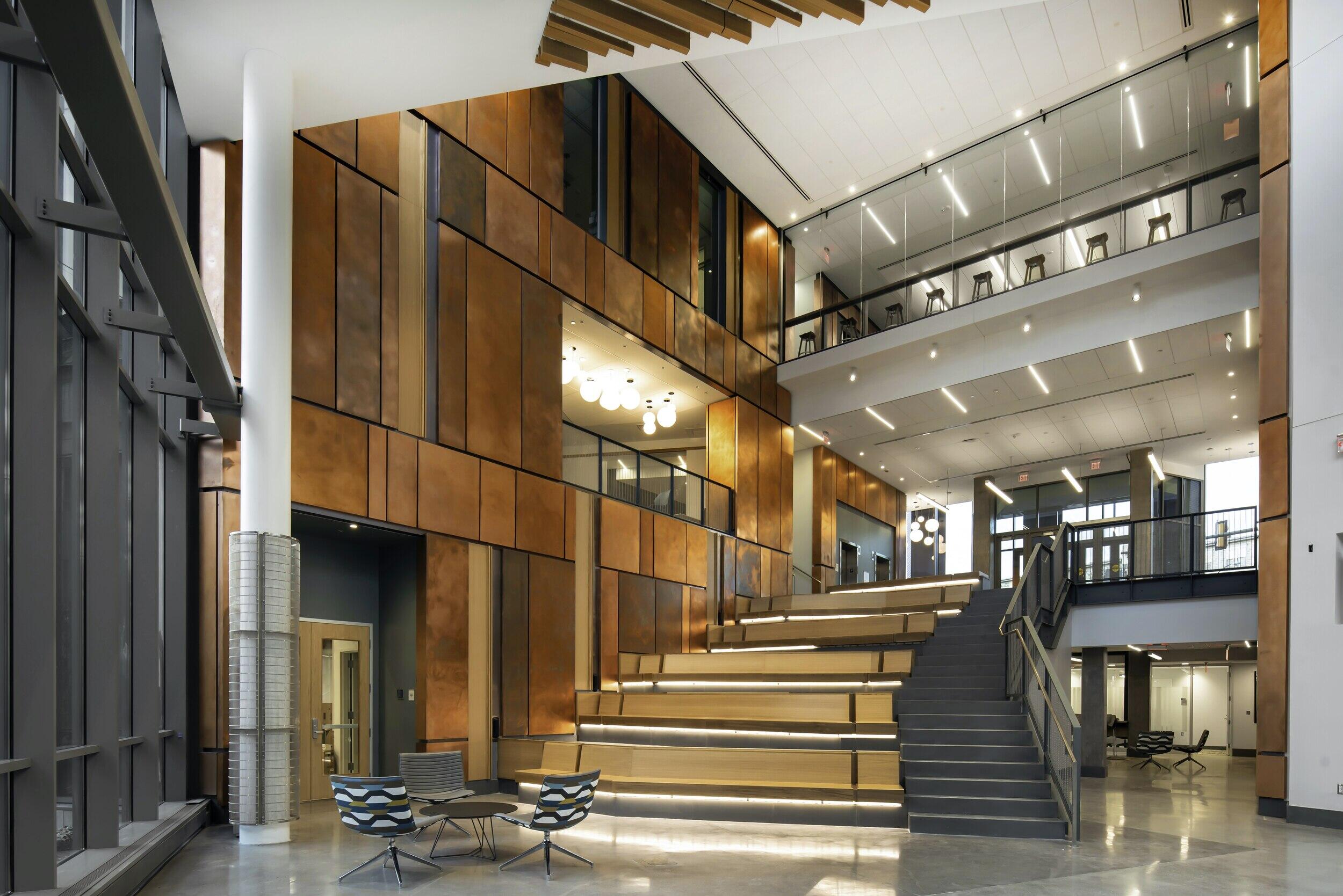 Staircase leading to the Collaboration Hub.