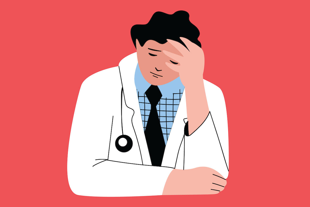 Illustration of a stressed medical doctor