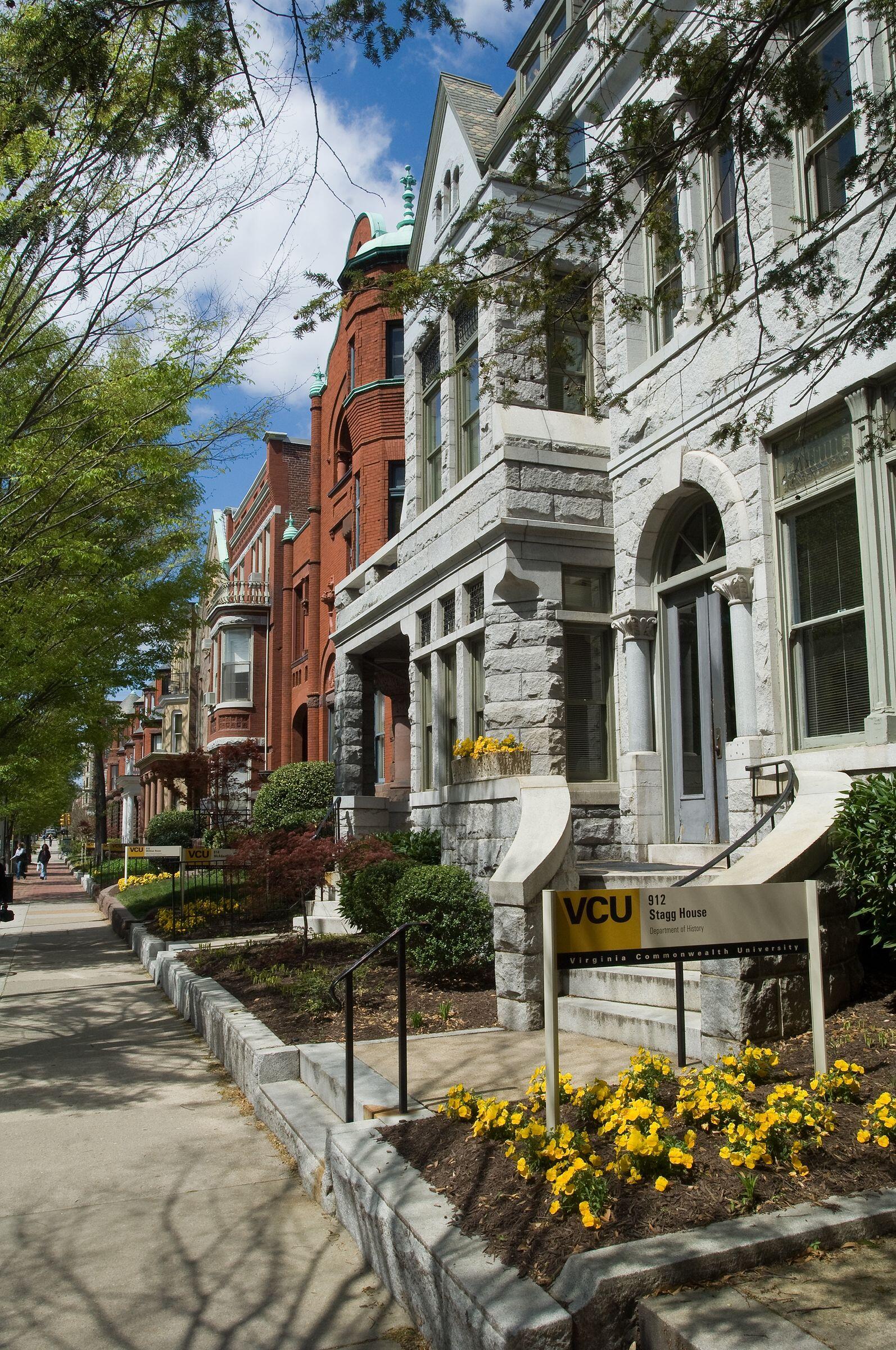 Several notable VCU offices are housed inside the picturesque, historic buildings along Franklin Street. (Photo by Jennifer Watson, University Relations)