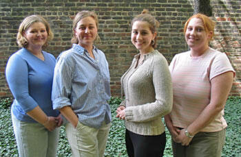 VCU nursing students with leadership roles in the Virginia Student Nurses Association include Tiffany Musselman (left), sophomore, VSNA second vice president, Alexa Merchant, sophomore, VSNA breakthrough-to-nursing director, Anna Samras, junior, VSNA president, Amanda Morelli, sophomore, VSNA legislation director.

Photo by Michael Ford, University News Services