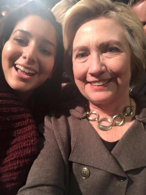 VCU student Layla Amarir with Hillary Clinton.
