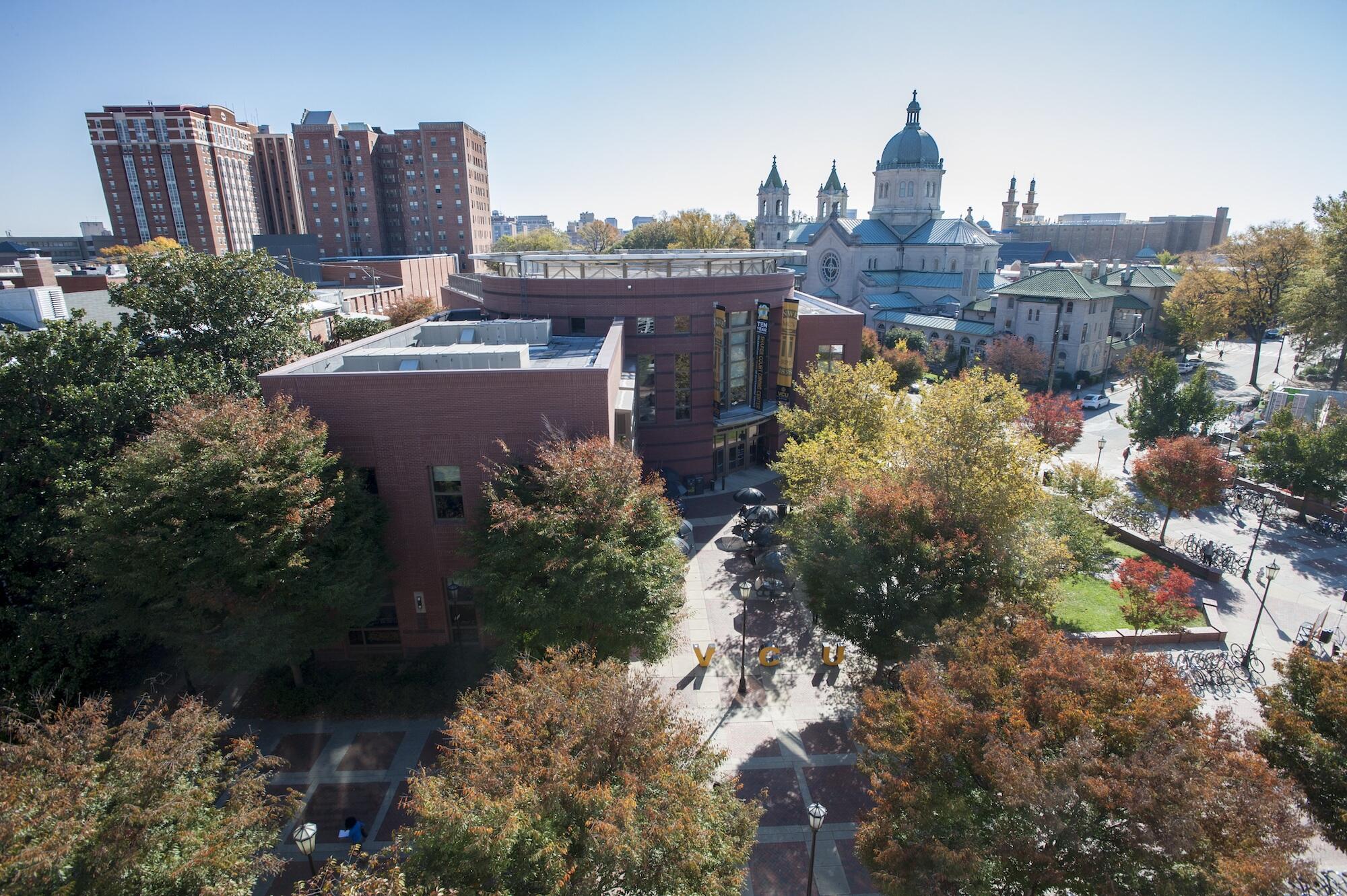 Aerial view of VCU Monroe Park Campus