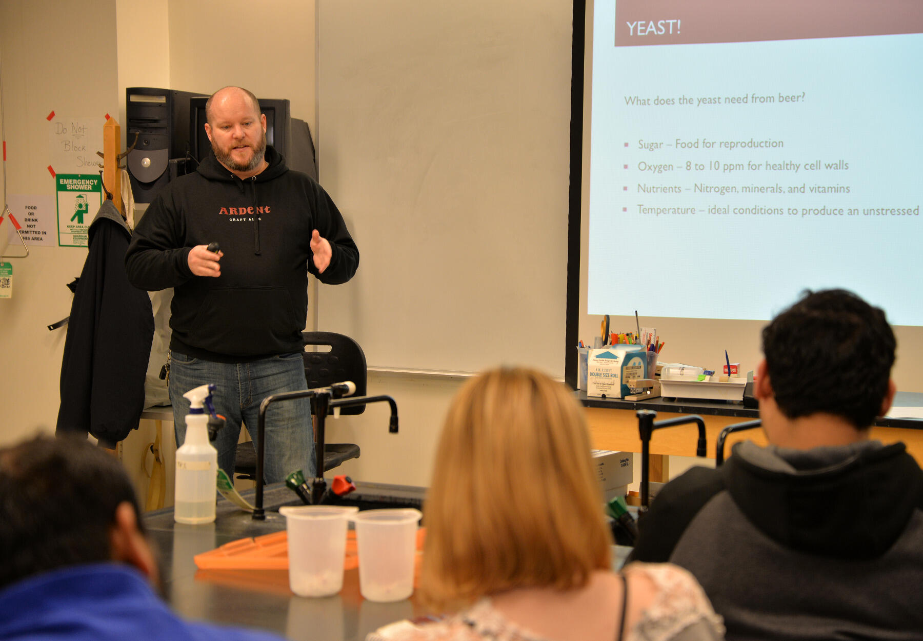 Tom Sullivan, general manager and co-founder of Ardent Craft Ales, gave a presentation with Kevin O'Leary, head brewer and Ardent co-founder, to VCU students about the basics of brewing, as well as Ardent’s own brewing process.