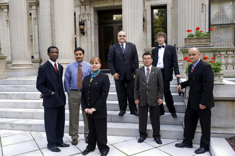 From left: Dr. Daniel Akwasi Amankwaah, Dr. Munir Ahmed, Dr. Muna H. Sawwaf, Dr. Adrian Octavian Abagiu, Dr. Tekendra Kumar Rai, Oleksii Smirnov and Dr. Petr Popov.

Photo by VCU Creative Services