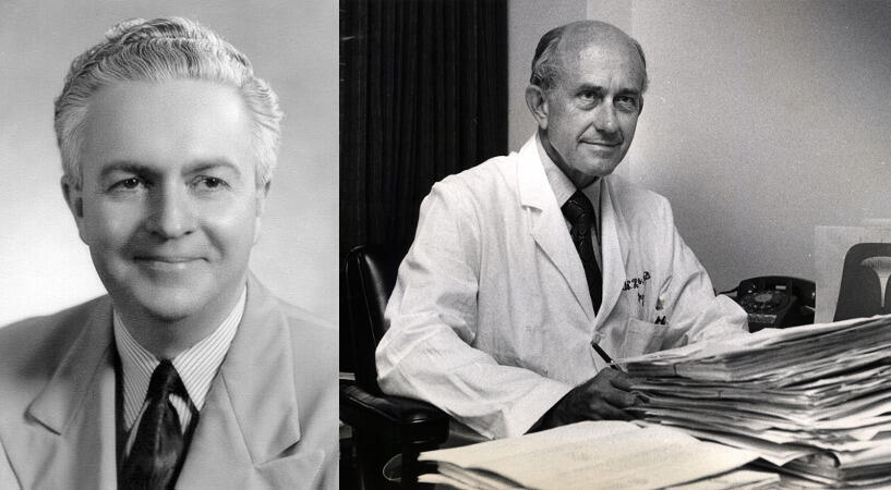 Left: The Evans-Haynes Burn Center at the VCU Medical Center was founded by Dr. Everett I. Evans.
<br>Right: Dr. B.W. Haynes was director of the Burn Center for 36 years.