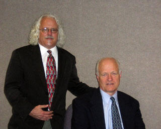 Larry Williams, founder and director of CARMA, with Neal Schmitt, a Michigan State professor who visited VCU in March to deliver a lecture for the CARMA webcast program.