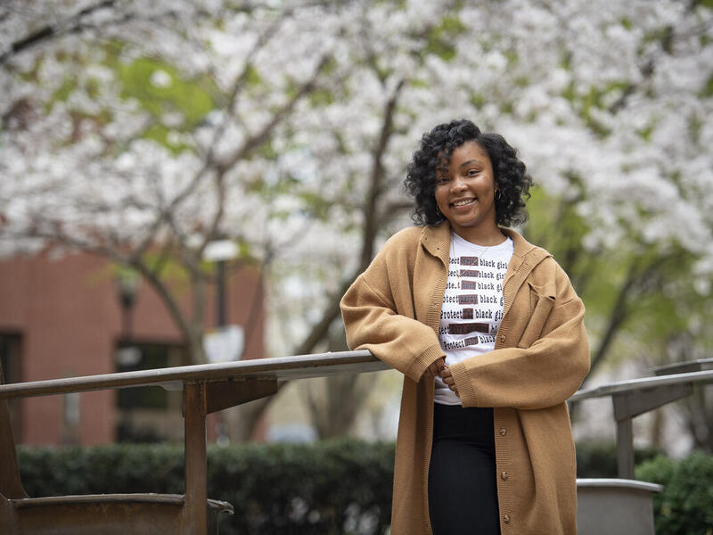 Akira Goden is president of the student organization Black Minds Matter, which is dedicated to improving mental health in the Black community. (Tom Kojcsich, University Marketing)