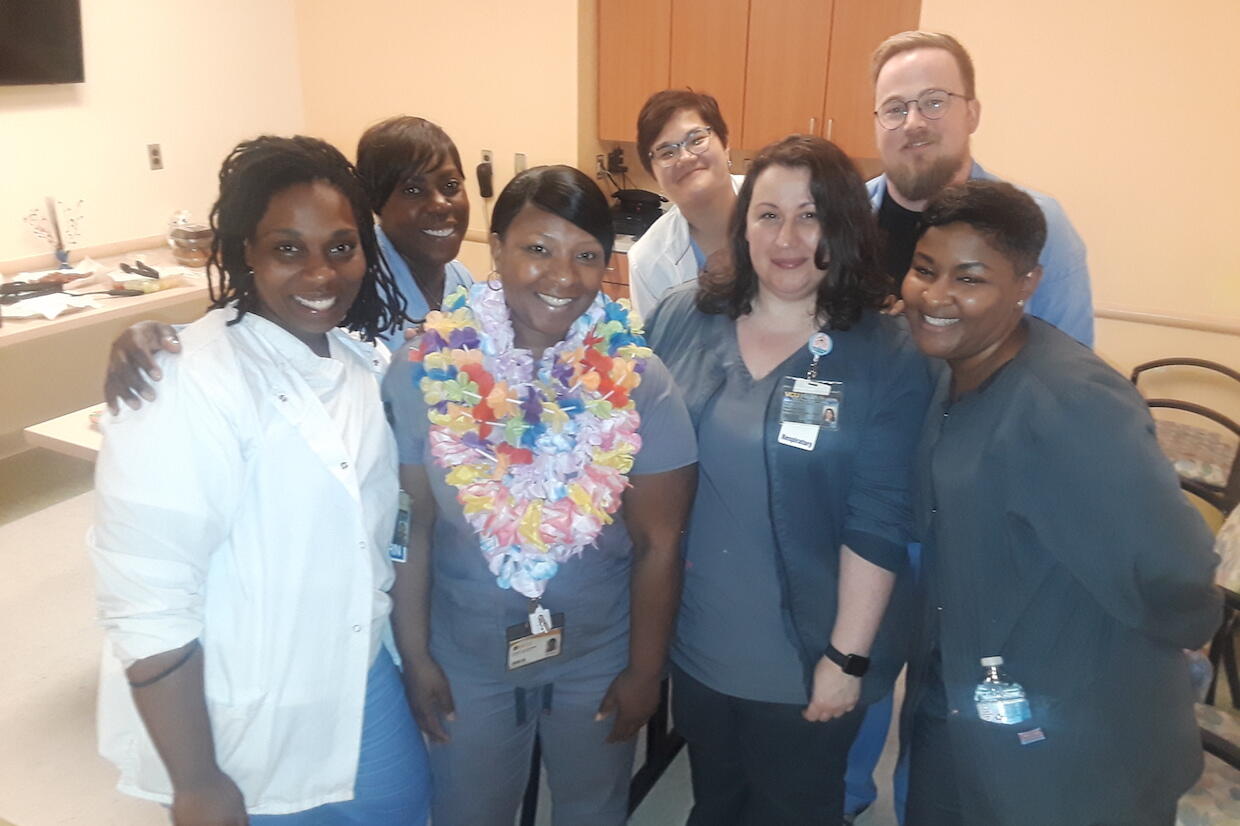 Nurses and respiratory therapists at hospital.