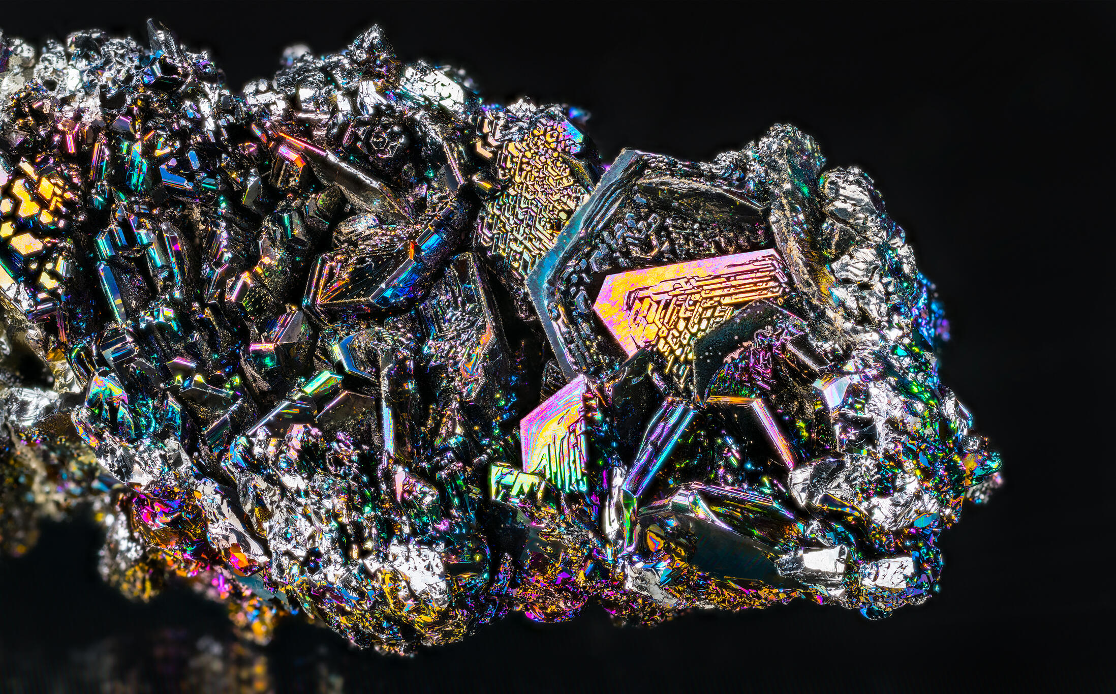 A photo of an iridescent mineral. 