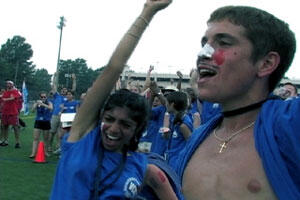Participants in the 2005 Governor's Foreign Language Academies rally prior to competing in an Olympics-style competition. Above is the French Foreign Language Academy. Photos courtesy Tony Brinckwirth, director, Language Learning Center, School of World Studies 
