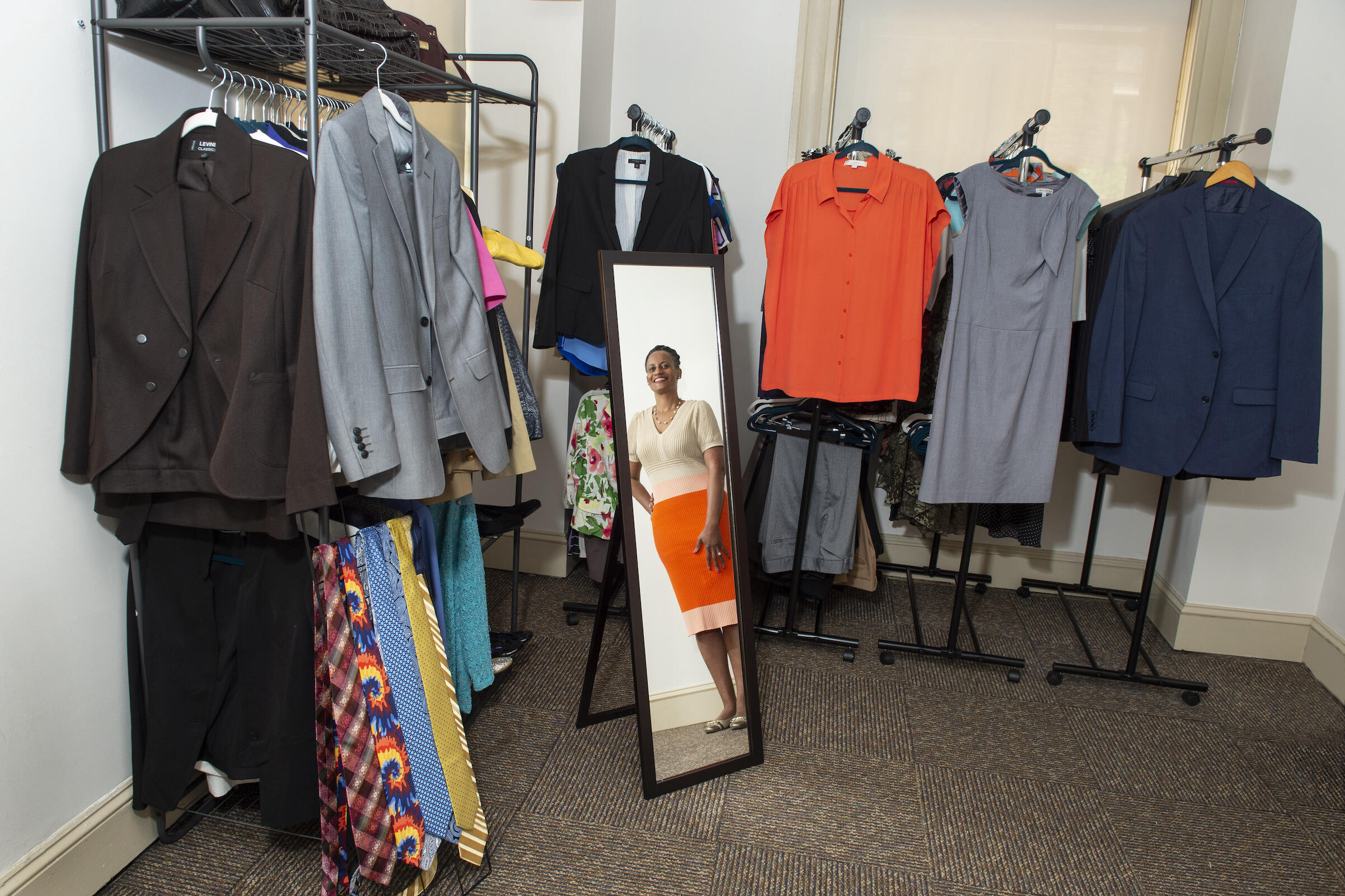 Sonya Lamb Barnes at the Suit Yourself closet on the MCV Campus.