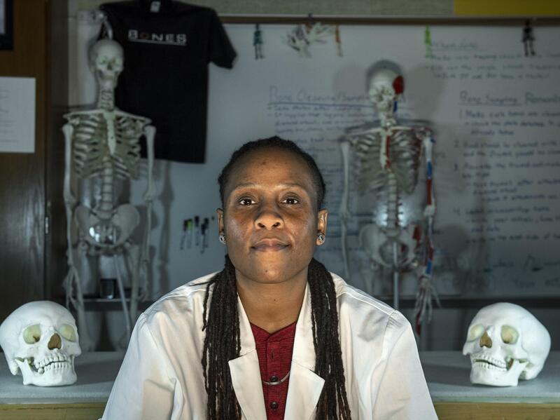 Sabrina Sims has thrived in opportunities to conduct forensic science work through both the Office of the Chief Medical Examiner and the East Marshall Street Well Project. (Kevin Morley, University Marketing)