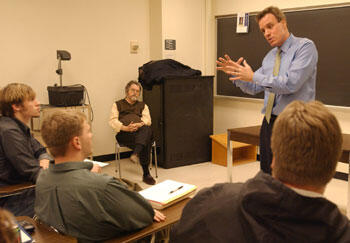Gov. Mark R. Warner told VCU government and politics students he is confident a state budget will be drafted soon that meets his administrations long-term commitments and allows Virginia to keep its Triple-A bond rating. On ways institutions of higher learning can help ease the state's money troubles, Warner emphasized the need for greater focus on graduation rates, not just enrollment. "Our state schools do a good job offering incentives to get young people to college. Making sure they graduate can have a remarkable effect on the economy through added earning power," said Warner.