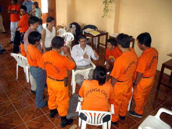 Michel B. Aboutanos, M.D., teaches a basic trauma management course to a group in Ecuador.

Photo courtesy of Michel B. Aboutanos, M.D. 
