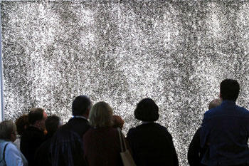 “Lava Landscape,” a 2004 piece by Icelandic artist Ragna Robertsdottir, hangs in the Reykjavik Art Museum. Robertsdottir also created a lava landscape for the “Surface Charge” exhibit that opens Sept. 23 in the Anderson Gallery. The landscapes consist of thousands of pieces of lava collected from Iceland’s volcanoes and applied to a white wall. 

Photo by Eina Falu Ingolfsson


