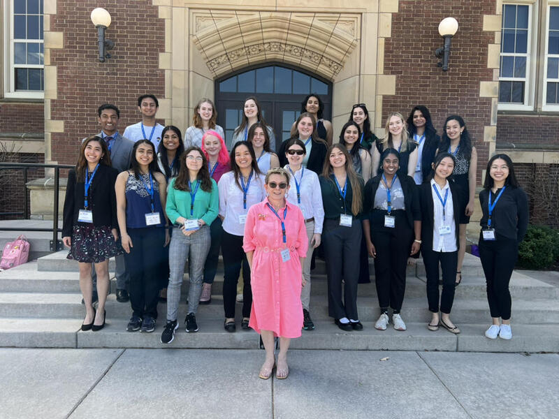 Faye Prichard, assistant professor in the Honors College and director of writing, (front) with students who presented at the National Conference for Undergraduate Research at the University of Wisconsin-Eau Claire. (Contributed photo)
