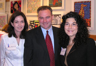 VCU student Monica Durrette, Virginia Gov. Timothy Kaine, and VCU professor Marilyn Stern, Ph.D., at the conference. 