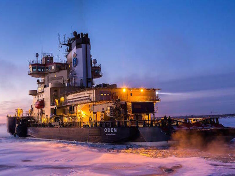 The Swedish icebreaker Oden traversed over 2,000-nautical miles across the Northwestern Passage during the 2019 expedition. (Photo courtesy of Lars Lehnert)