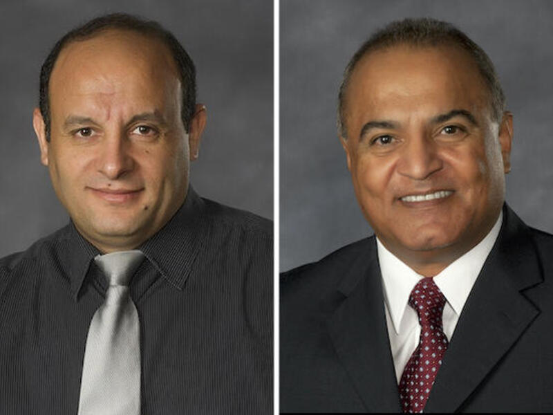 Hani El-Kaderi, left, and M. Samy El-Shall are recipients of awards from Virginia Section of the American Chemical Society.
