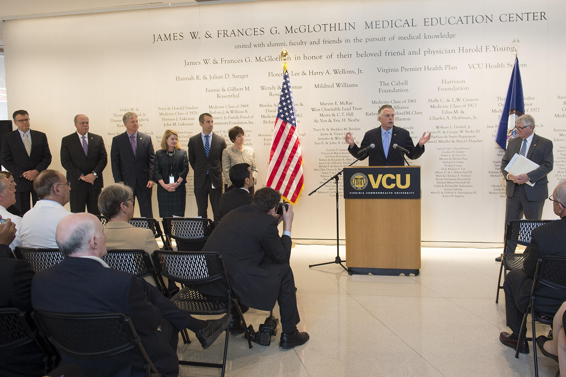 Gov. Terry McAuliffe speaks at the VCU McGlothlin Medical Education Center Wednesday.