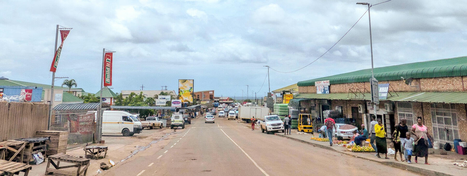 The downtown of Jozini,  a small town in South Africa on the main route to Mozambique.
<br>Photo by James Vonesh.
