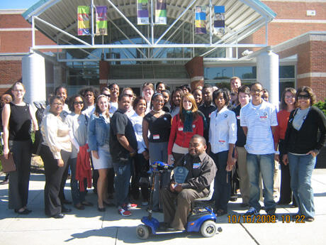 Anthony Simpson, front, won the Robert E. Wone Award for Exemplary Service. VCU’s AmeriCorps program supports reading programs at area schools and participates in service days. It is the oldest and largest in Virginia. Photo provided by Erin-Marie Brown, VCU AmeriCorps field coordinator. 