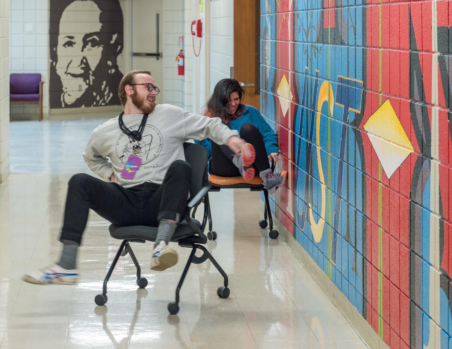 As CreateAthon@VCU stretches through the night, students take breaks to entertain themselves, take part in yoga and improv, and munch on donated snacks and pizza.