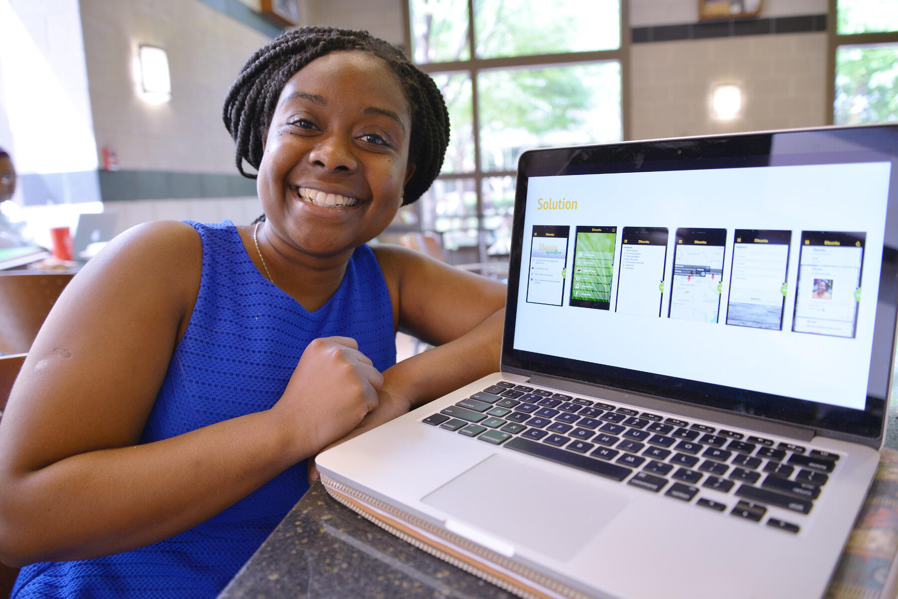 Tatenda Ndambakuwa, a senior in the Department of Mathematics and Applied Mathematics, is developing an app that will allow African farmers to upload data about their farm’s livestock and crop management, seed and feed access, milk production analysis, cattle pricing and other data points, thereby allowing real time agriculture mapping and planning for all individual farms. 