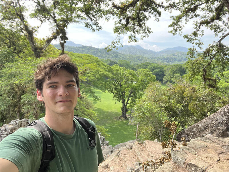 Charles Baker, a senior environmental studies major, takes a selfie in Copán, Honduras. (Contributed photo)