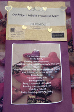 The Project HEART friendship quilt. Photo courtesy Kevin Lee