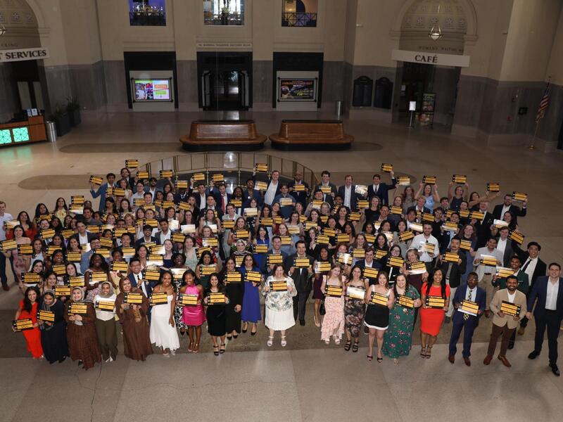 A photo of a large crowd of people. 