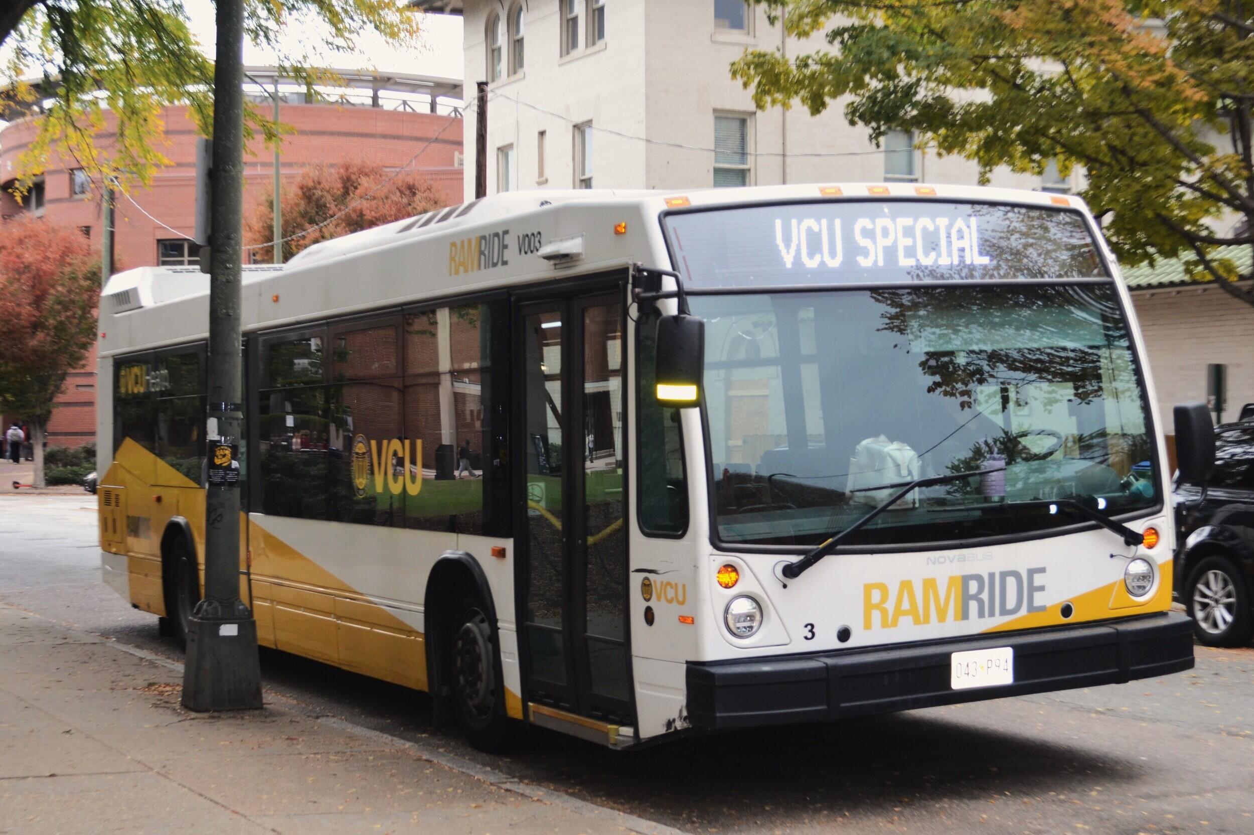 A photo of a VCU RamRide bus.