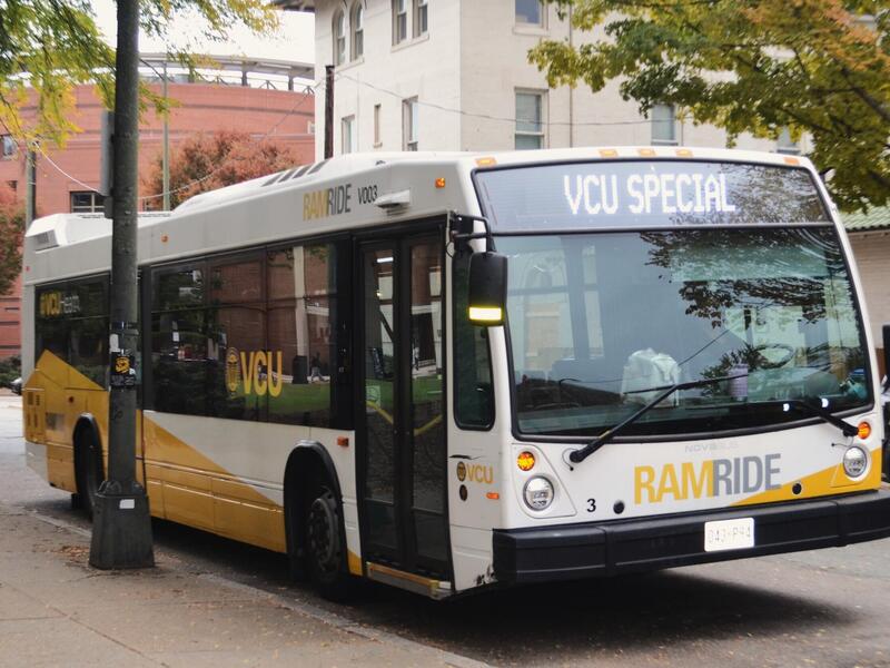 A photo of a VCU RamRide bus.