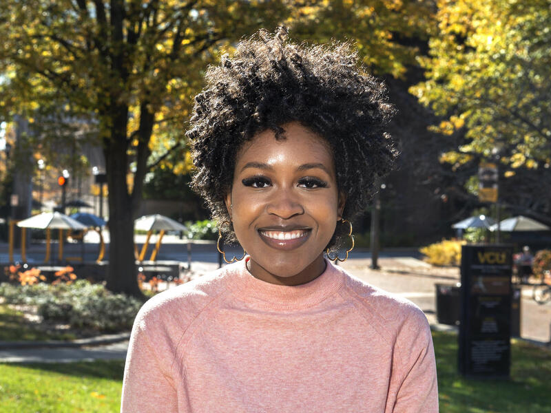 After interning at the Greater Richmond Partnership last spring and summer, Fatima Osborne landed a full-time job opportunity with the organization this fall. (Kevin Morley, University Marketing)