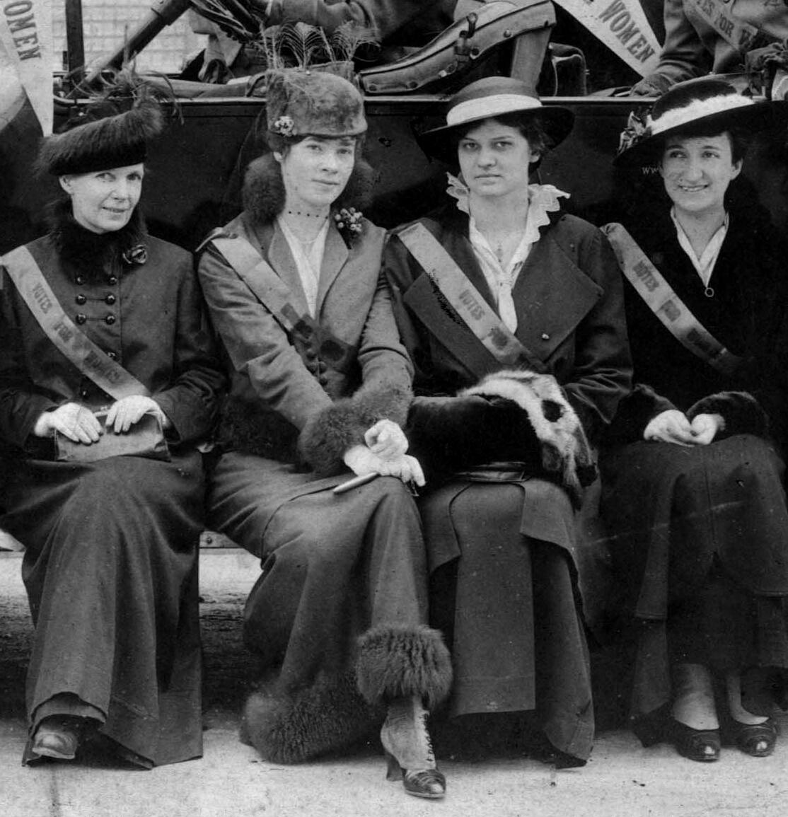 A detailed photo of the members of the Equal Suffrage League shows four of the members.
