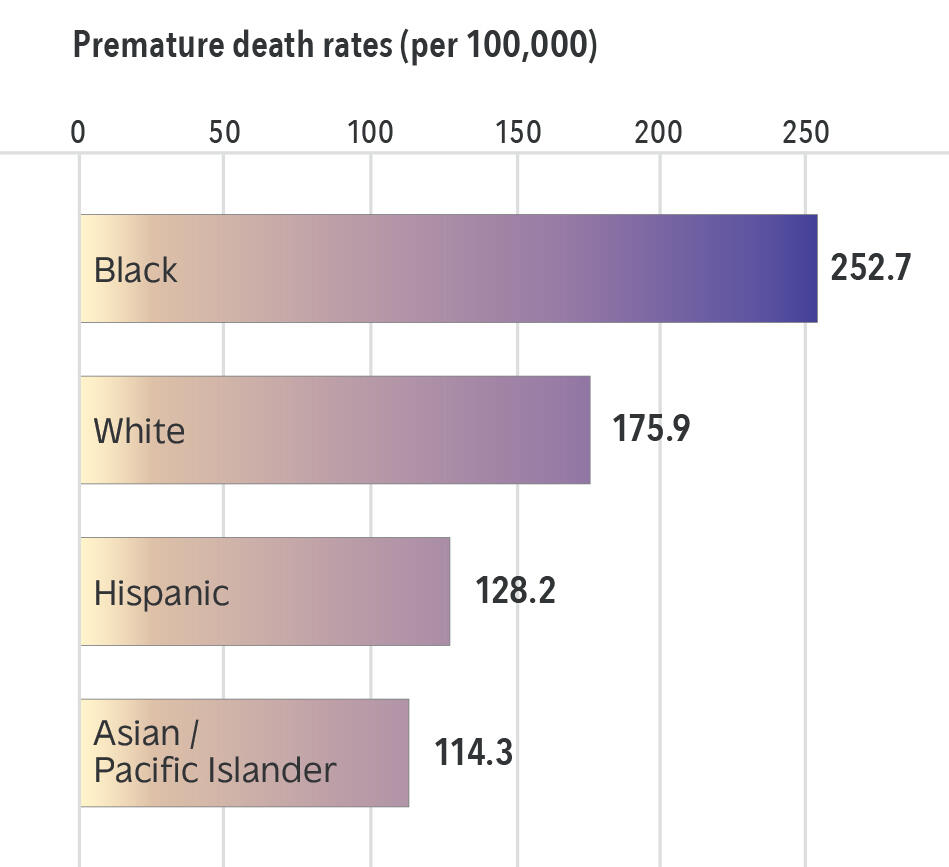 A bar graph with columns listed as \"black\" \"white\" \"hispanic\" and \"asian/pacific islander\" 