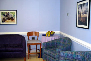 Located just down the hall from the patient comfort room, the pediatric palliative care family waiting area.

Photos by Malorie Janis, University News Services
