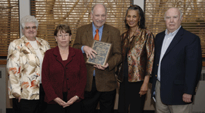 Steven Danish, Ph.D., center, received an Outstanding Alumni Award from the Michigan State University College of Education Alumni Association during a ceremony on April 18.  

Photo provided by Kristen Parker, MSU College of Education alumni relations coordinator