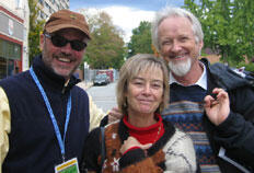 From left: R. McKenna Brown, Ph.D., director of the VCU School of World Studies; Michelle Poulton, Ph.D., vice president of international programs, Christian Children’s Fund; and Robin E. Poulton, international consultant and former visiting professor in international studies at VCU gathered for the 2nd annual Grace Street Festival.