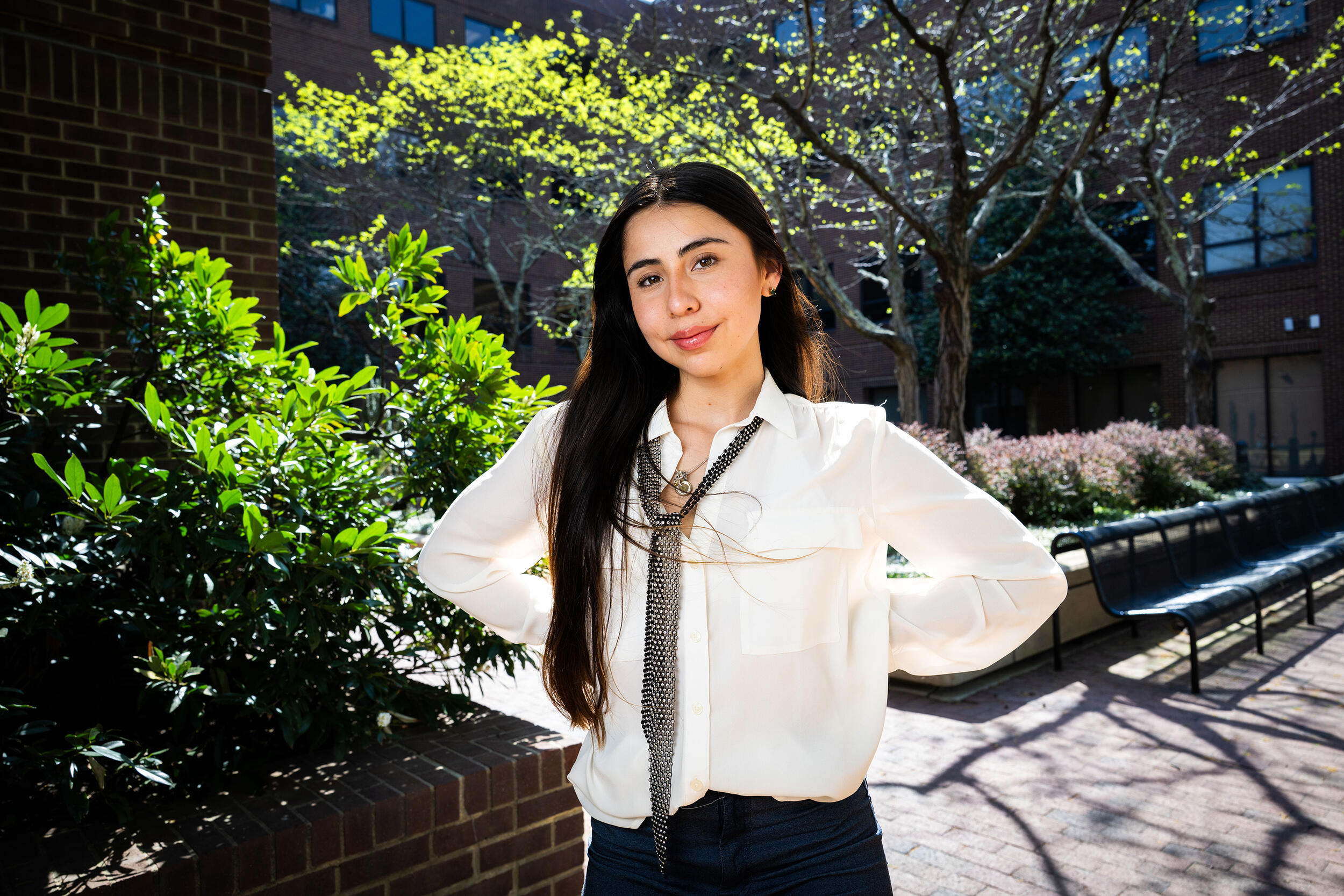 A photo of a woman from the waist up